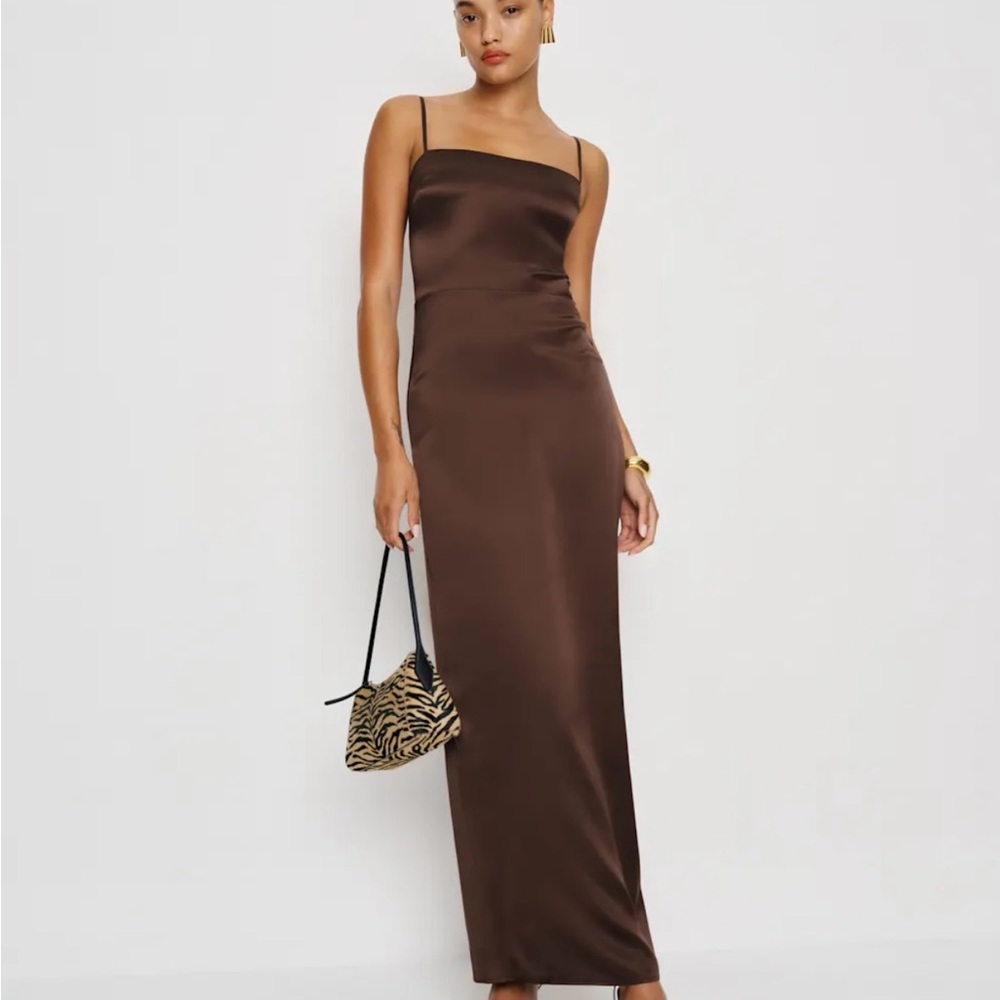 Reformation Silk Brown Dress